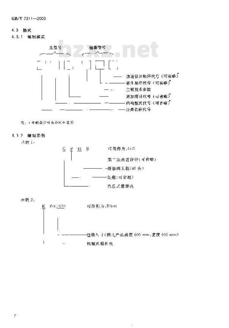 GB/T 7311-2003 包装机械型号编制方法