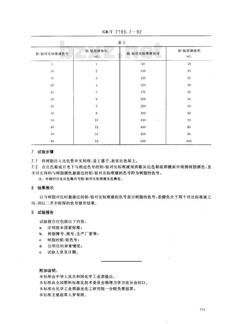 GB/T 7193.7-1992 液态不饱和聚酯树脂颜色试验方法