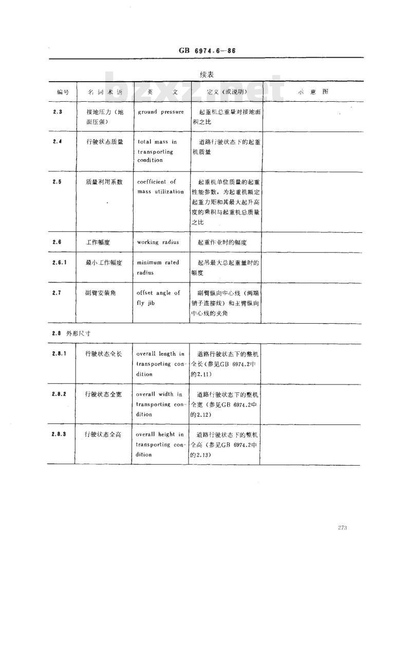 GB/T 6974.6-1986 起重机械名词术语 流动式起重机