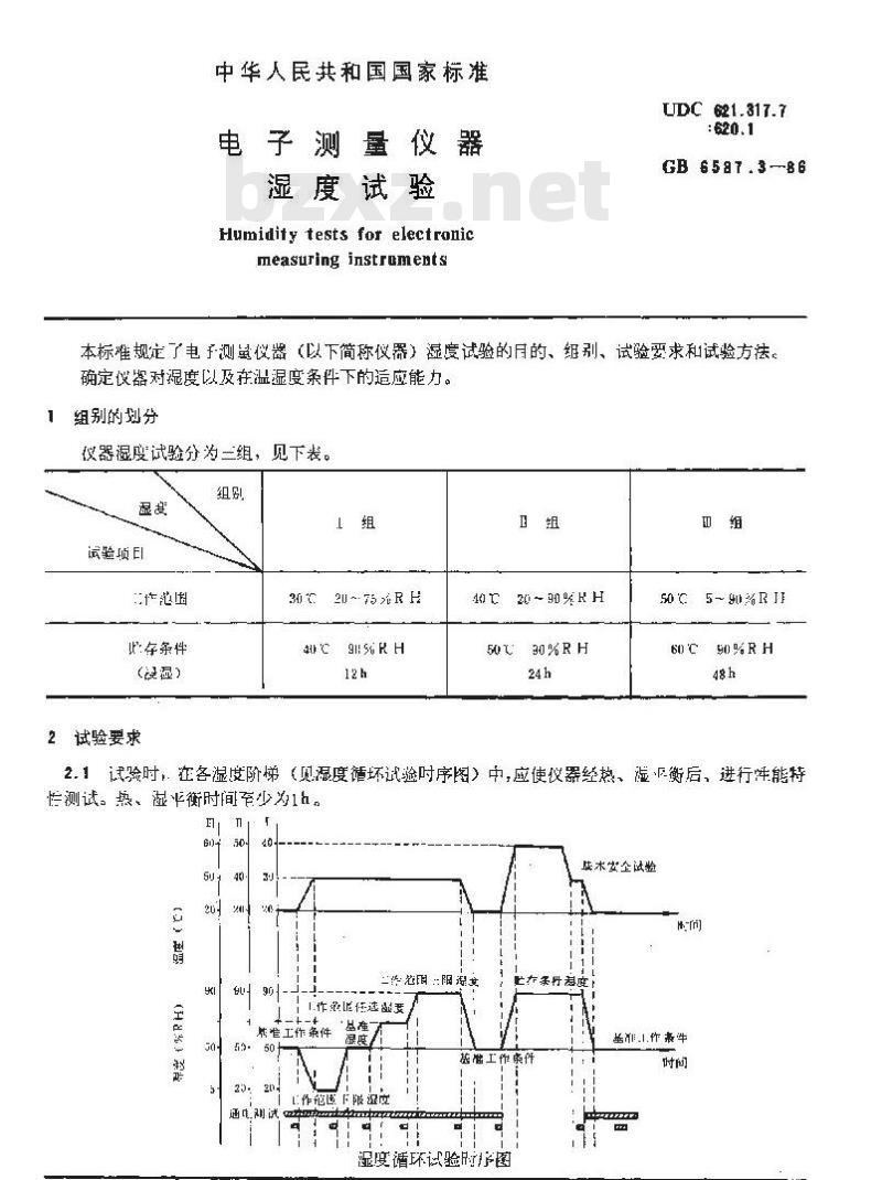 GB 6587.3-1986 电子测量仪器 湿度试验