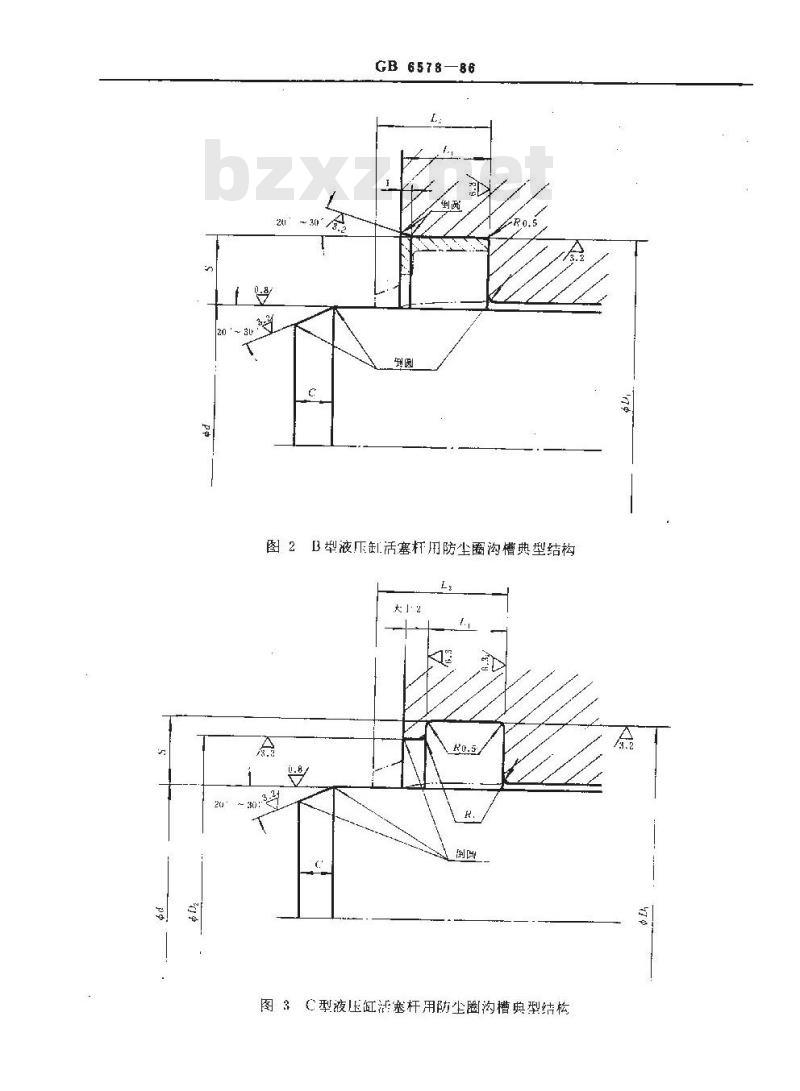 GB/T 6578-1986 液压缸活塞杆用防尘圈沟槽型式、尺寸和公差