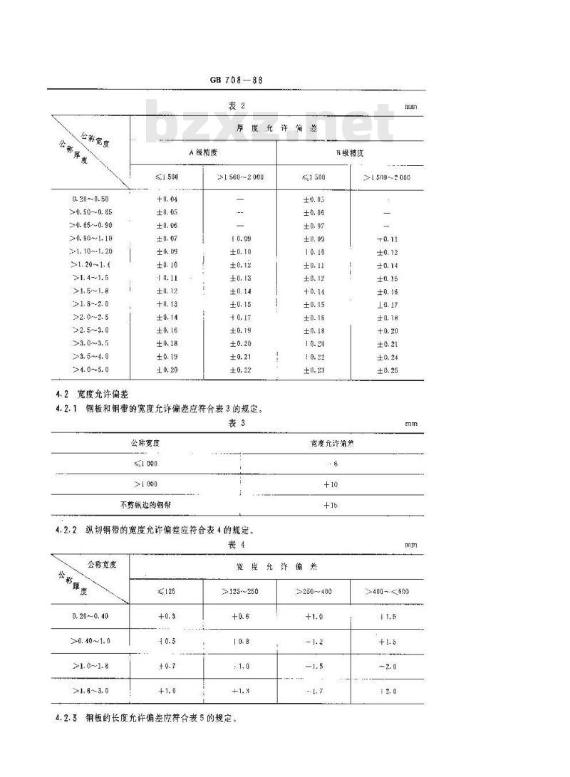 GB 708-1988 冷轧钢板和钢带的尺寸、外形、重量及允许偏差