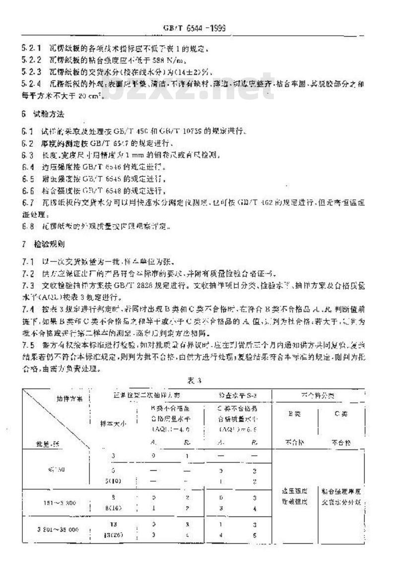 GB 6544-1999 包装材料 瓦楞纸板
