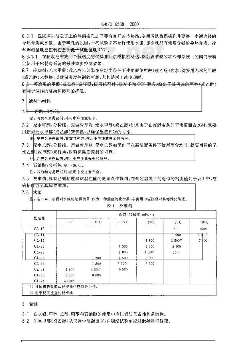 GB/T 6538-2000 发动机油表观粘度测定法(冷启动模拟机法)