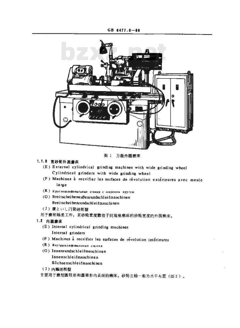 GB/T 6477.6-1986 金属切削机床术语 磨床