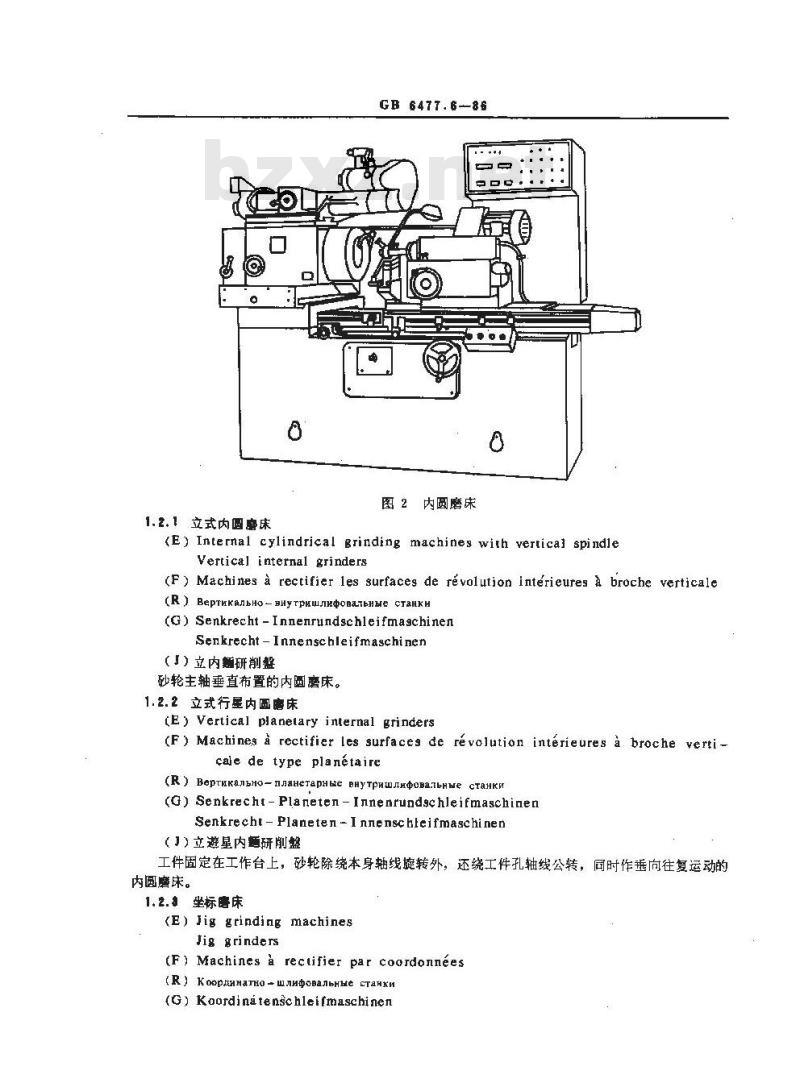 GB/T 6477.6-1986 金属切削机床术语 磨床