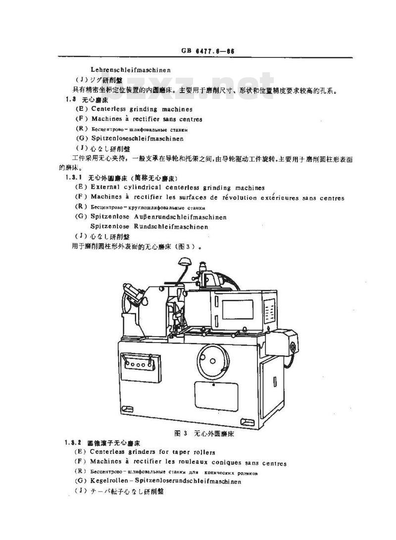 GB/T 6477.6-1986 金属切削机床术语 磨床