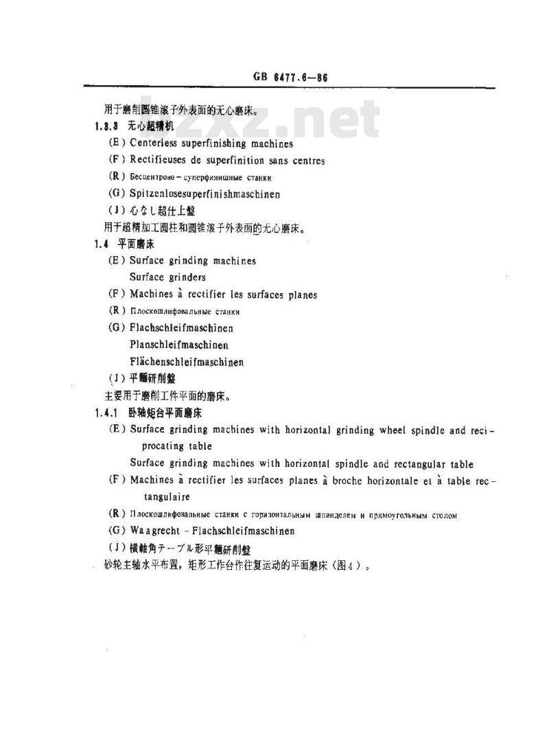 GB/T 6477.6-1986 金属切削机床术语 磨床
