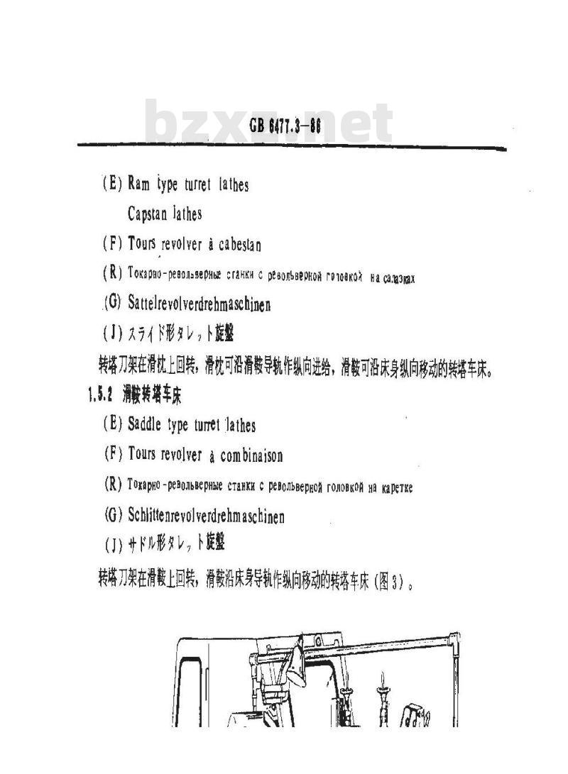 GB/T 6477.3-1986 金属切削机床术语 车床