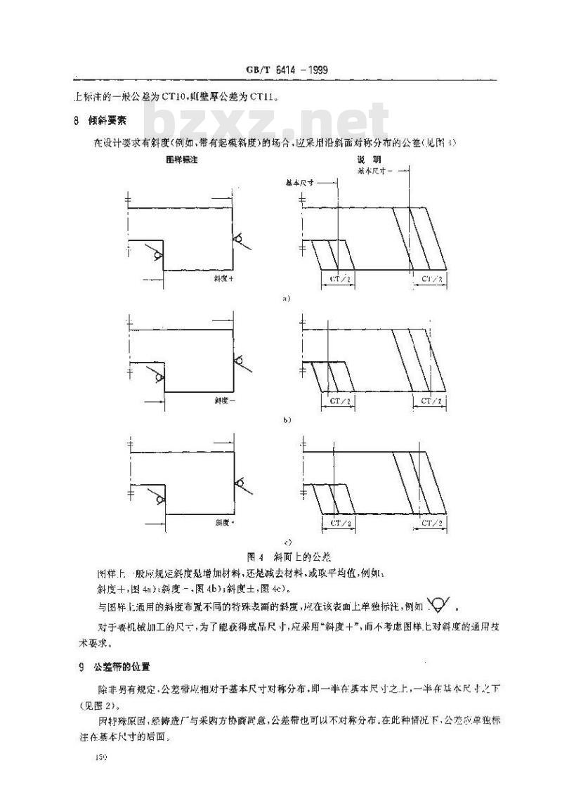 GB/T 6414-1999 铸件 尺寸公差与机械加工余量
