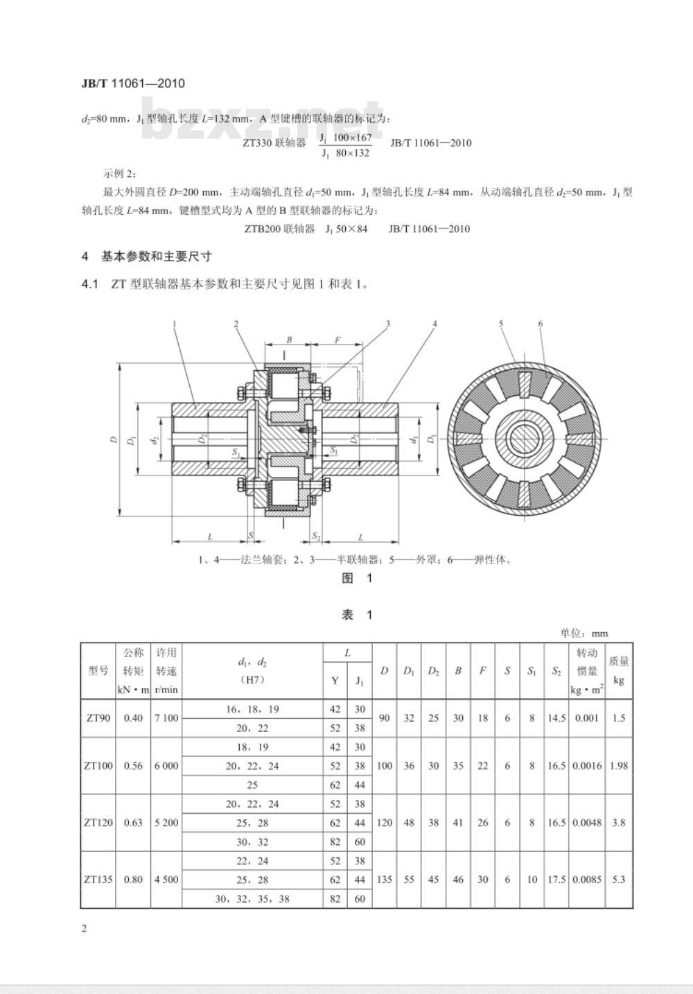 JB/T 11061-2010 冶金设备用ZT型周向弹性联轴器
