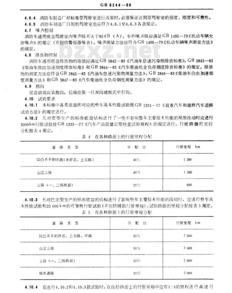 GB/T 6244-1986 消防车通用底盘系列、型式、基本参数和技术要求