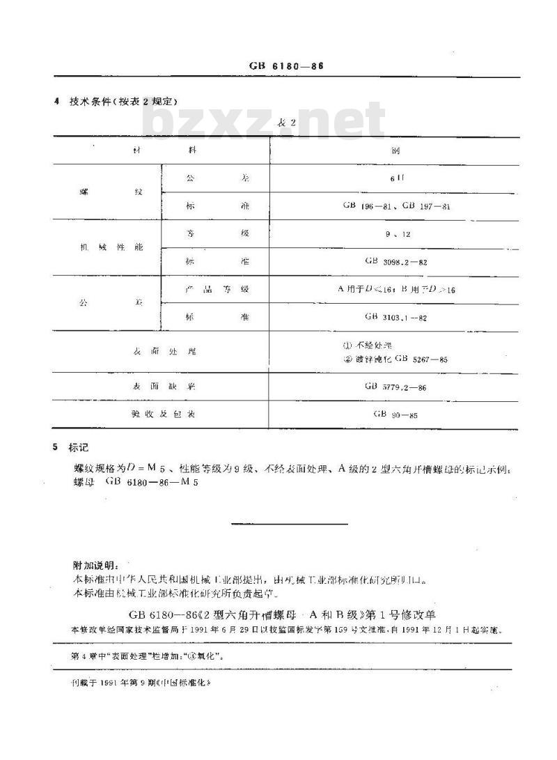 GB/T 6180-1986 2型六角开槽螺母 A和B级