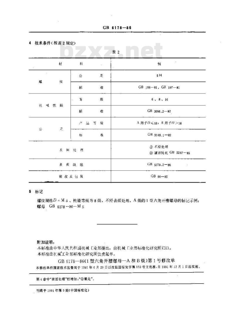 GB/T 6178-1986 1型六角开槽螺母A和B级