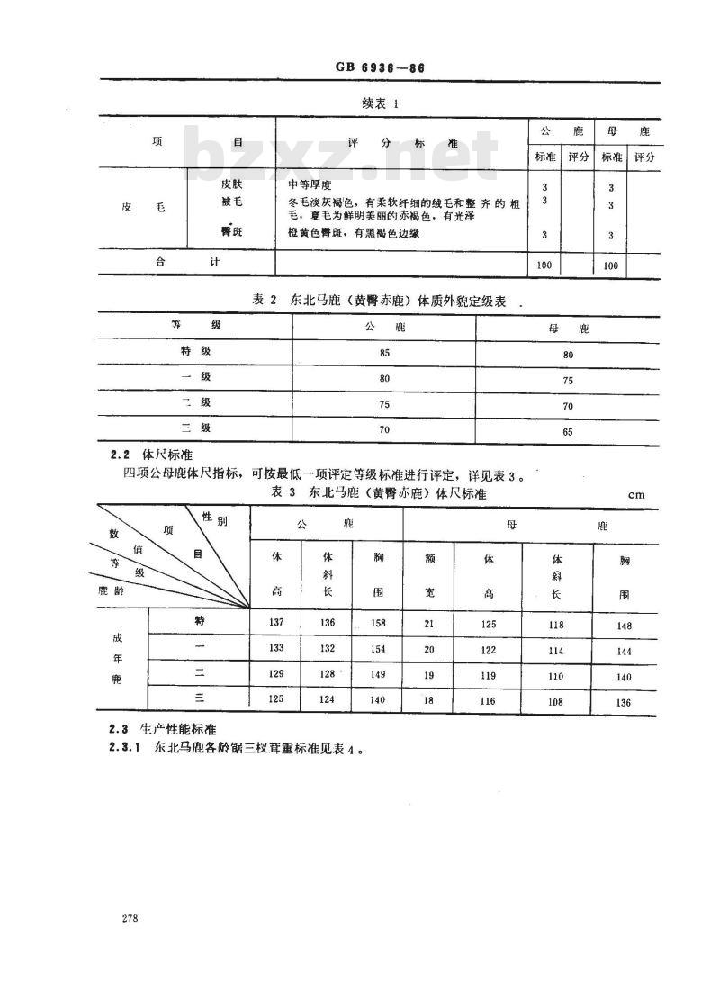 GB 6936-1986 东北马鹿种鹿
