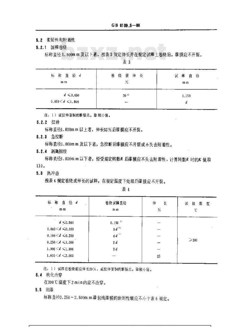 GB 6109.5-1988 漆包圆绕组线 第5部分:温度指数180的聚酯亚胺漆包圆铜线