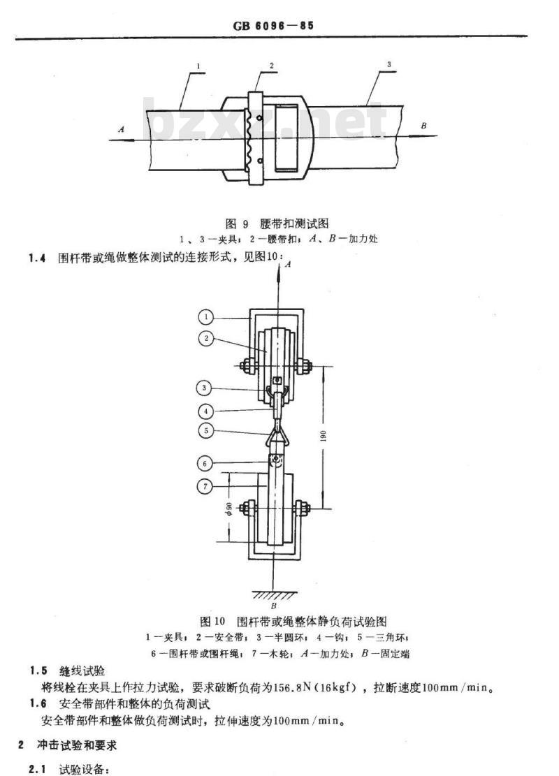 GB/T 6096-1985 安全带检验方法