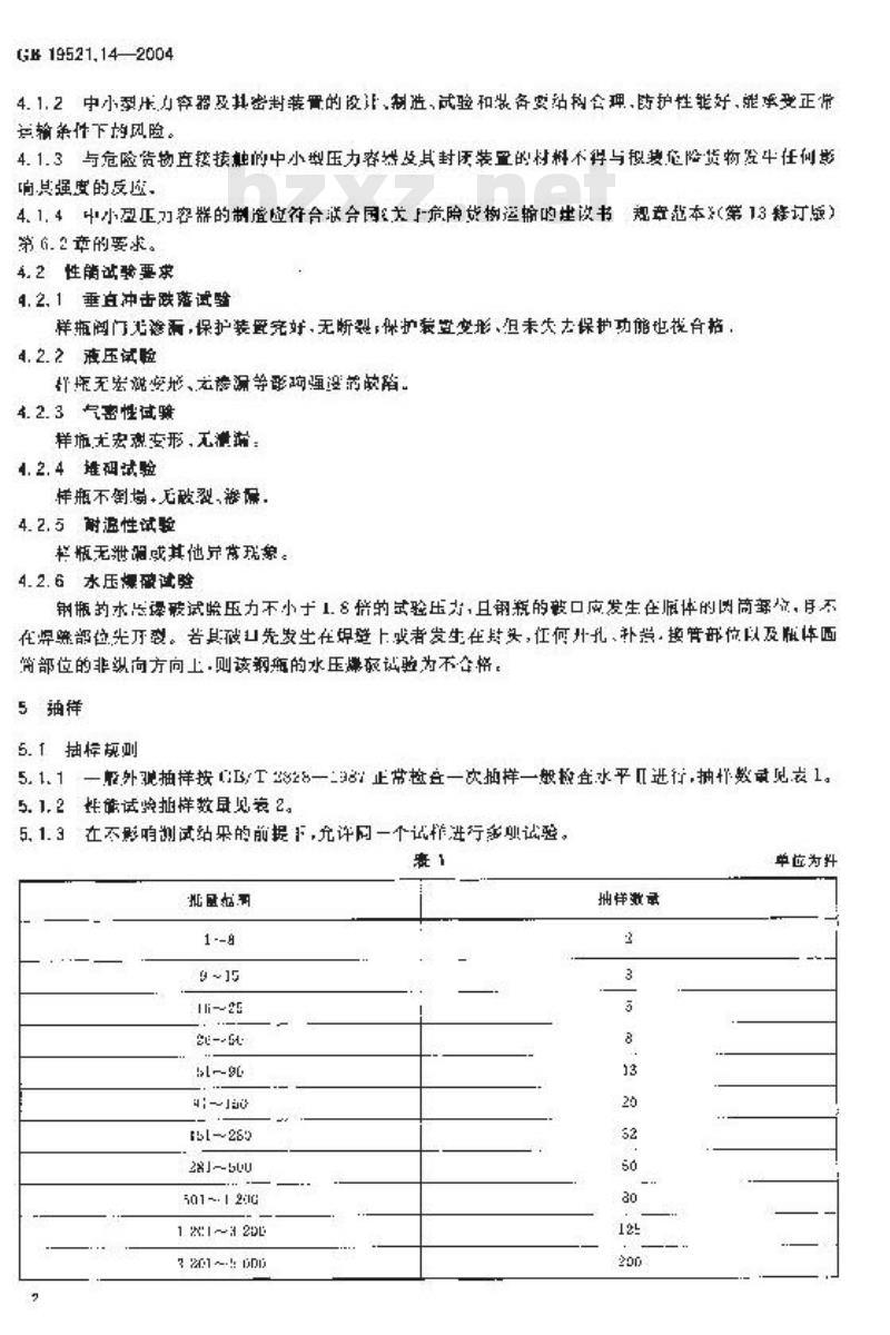 GB 19521.14-2004 危险货物中小型压力容器检验安全规范