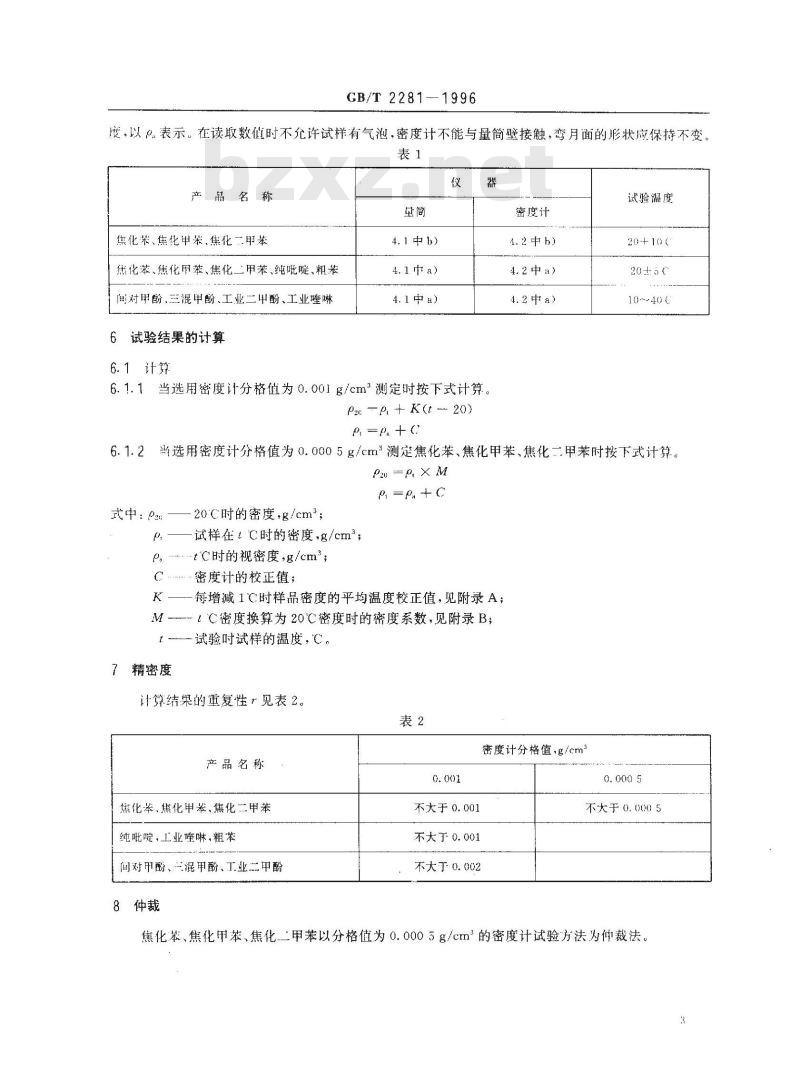 GB/T 2281-1996 焦化轻油类产品密度试验方法