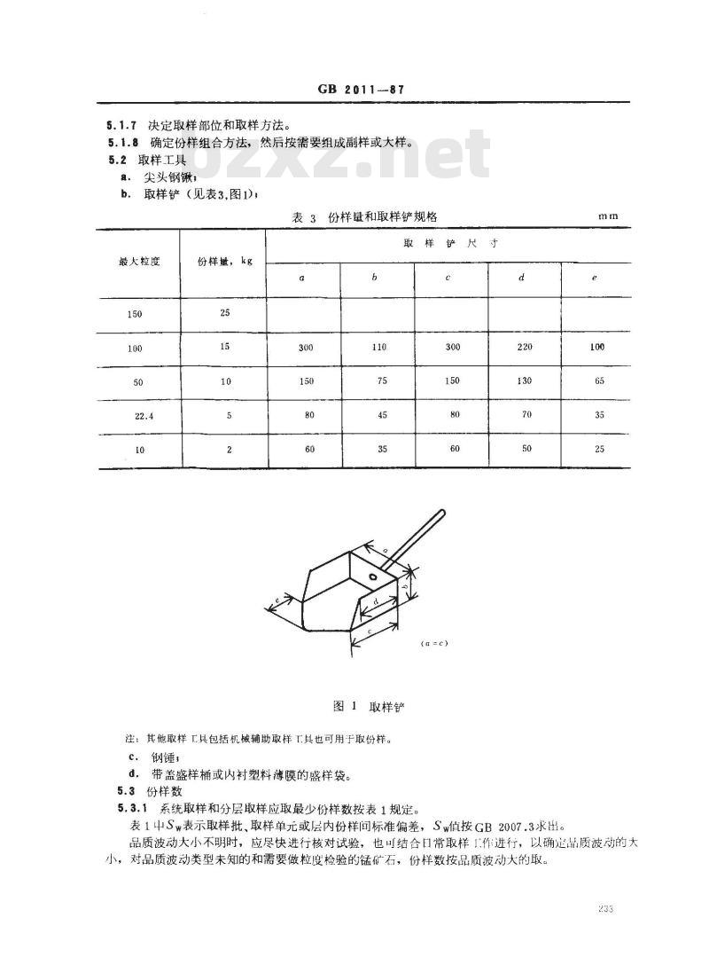 GB 2011-1987 散装锰矿石取样、制样方法