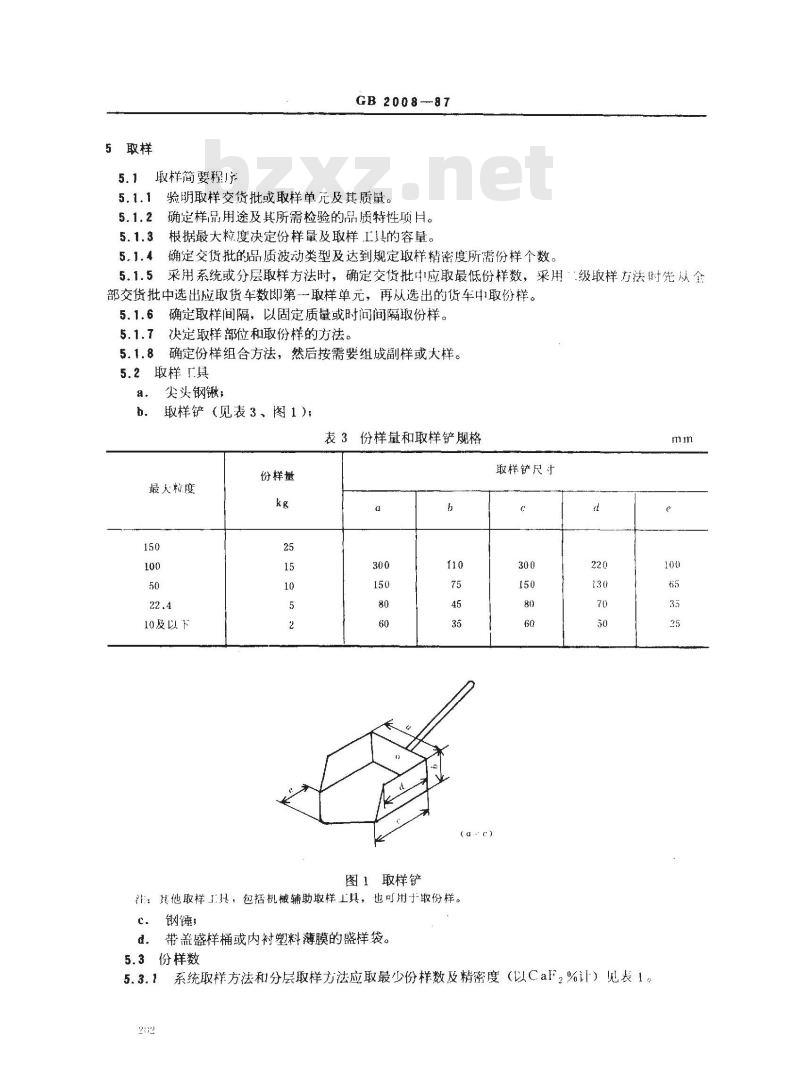 GB 2008-1987 散装氟石取样、制样方法