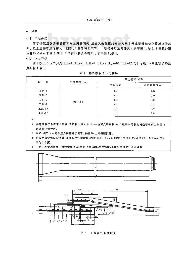 GB 4084-1999 自应力混凝土输水管