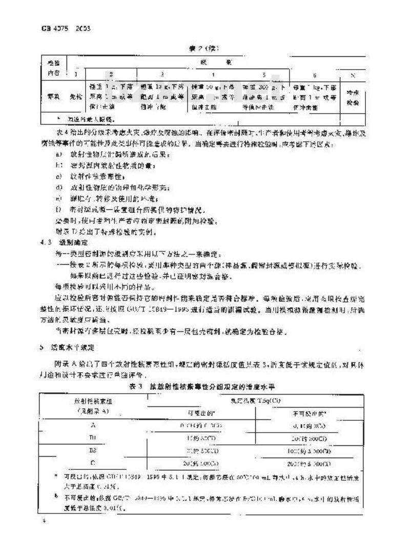 GB 4075-2003 密封放射源 一般要求和分级