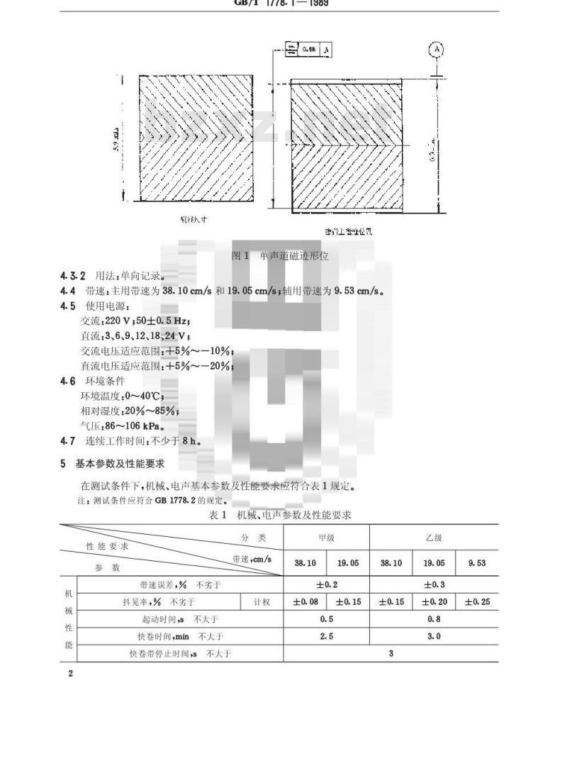 GB/T 1778.1-1989 广播用单声道录音机基本参数和技术要求