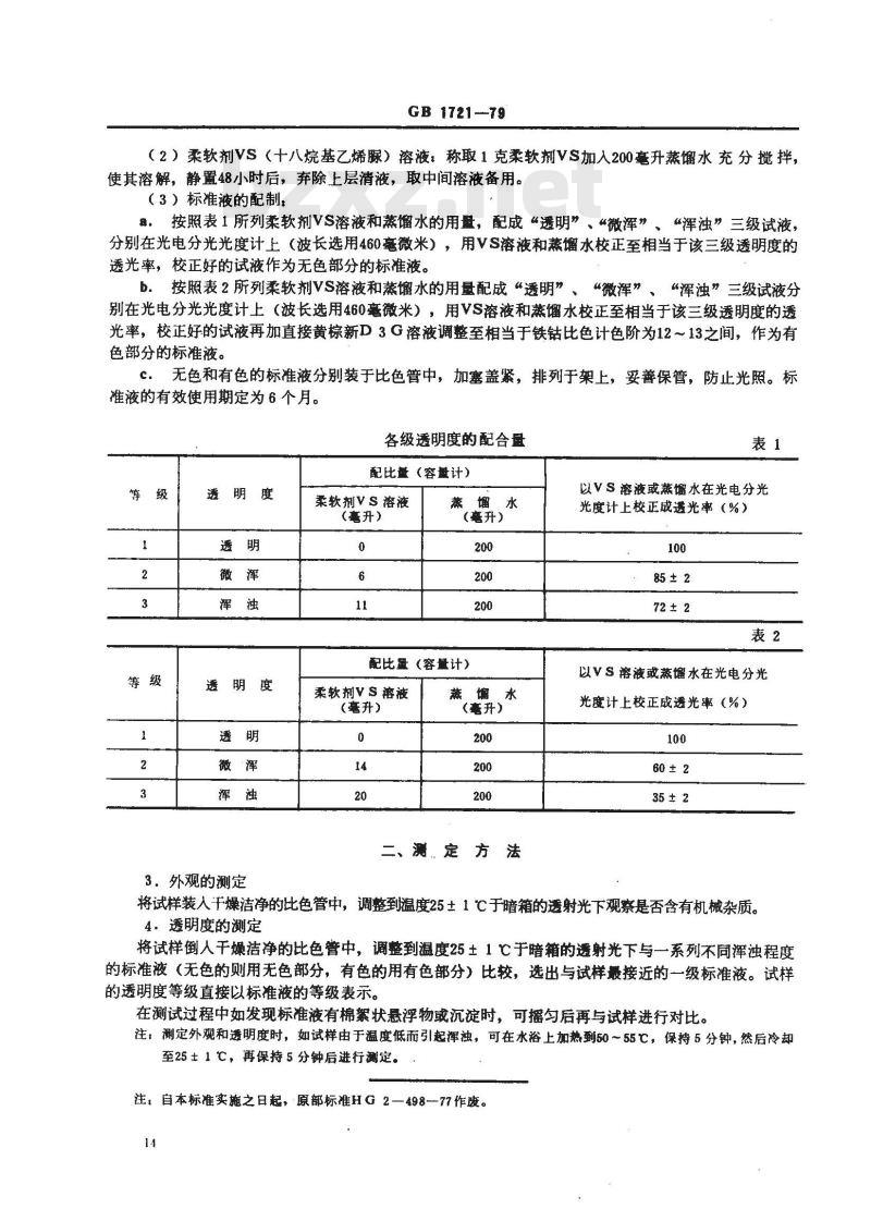 GB 1721-1979 清漆 清油及稀释剂外观和透明度测定法