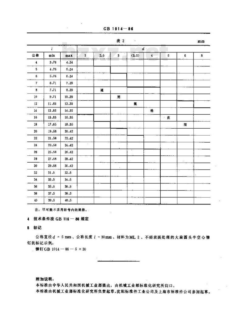 GB 1014-1986 大扁圆头半空心铆钉