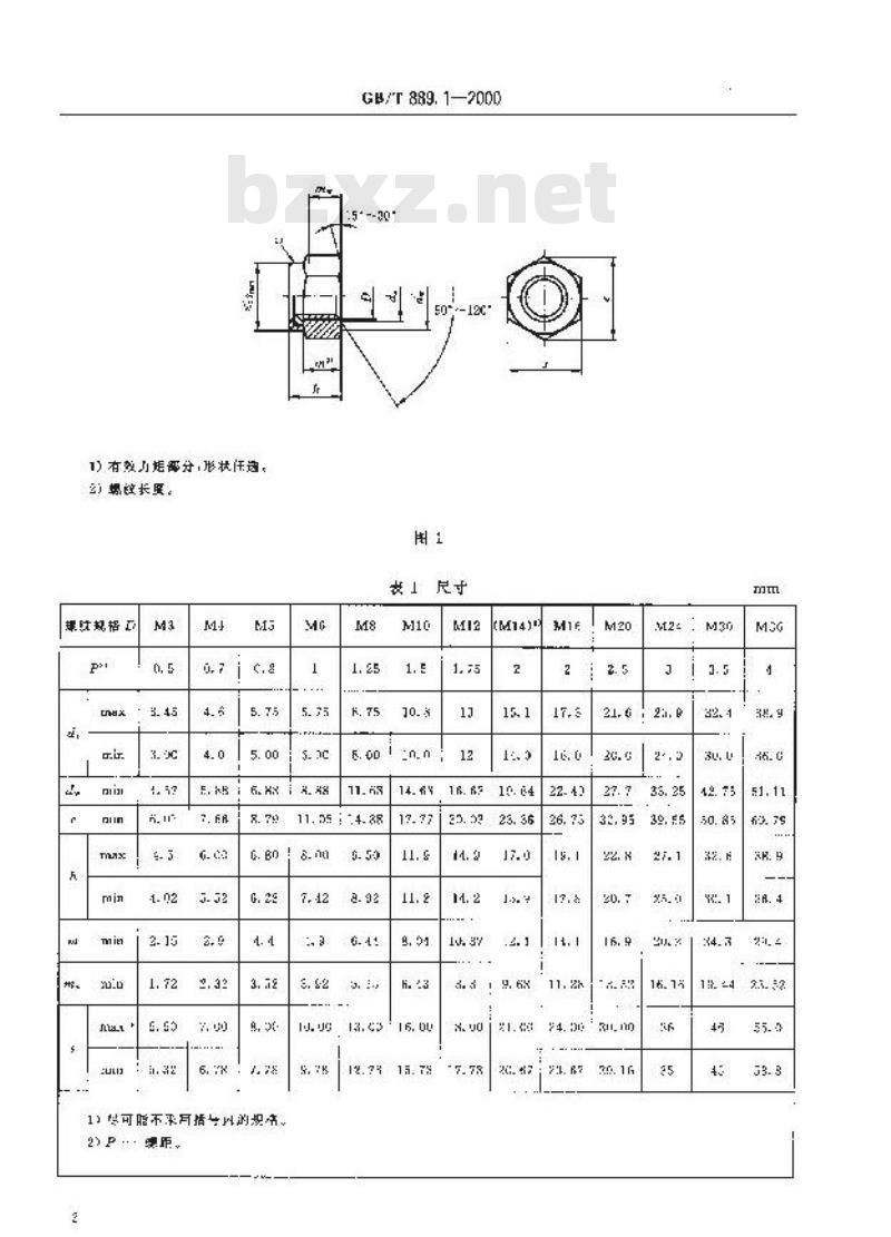 GB/T 889.1-2000 1型非金属嵌件六角锁紧螺母