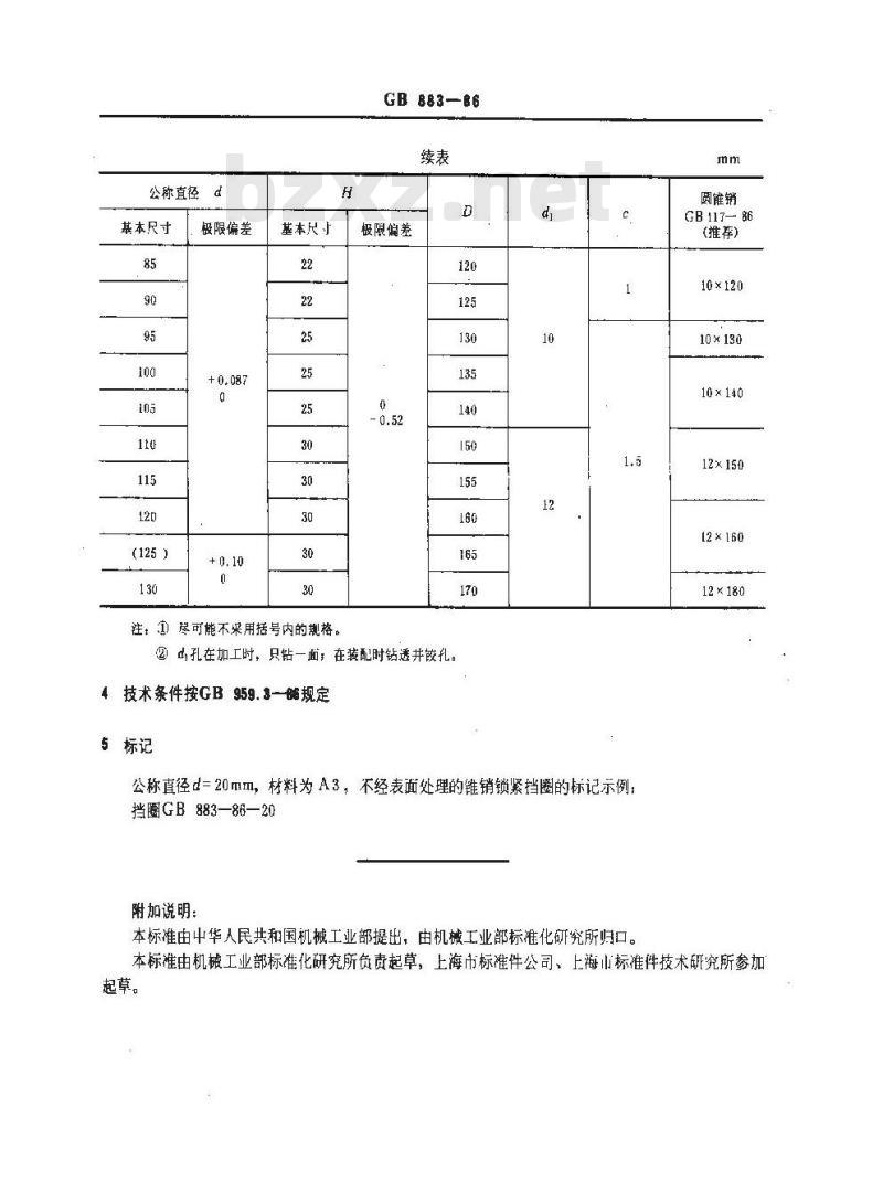 GB/T 883-1986 锥销锁紧挡圈