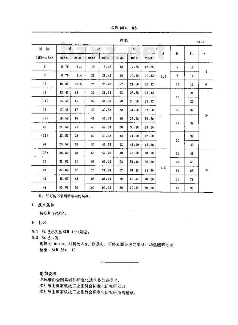 GB/T 854-1988 单耳止动垫圈