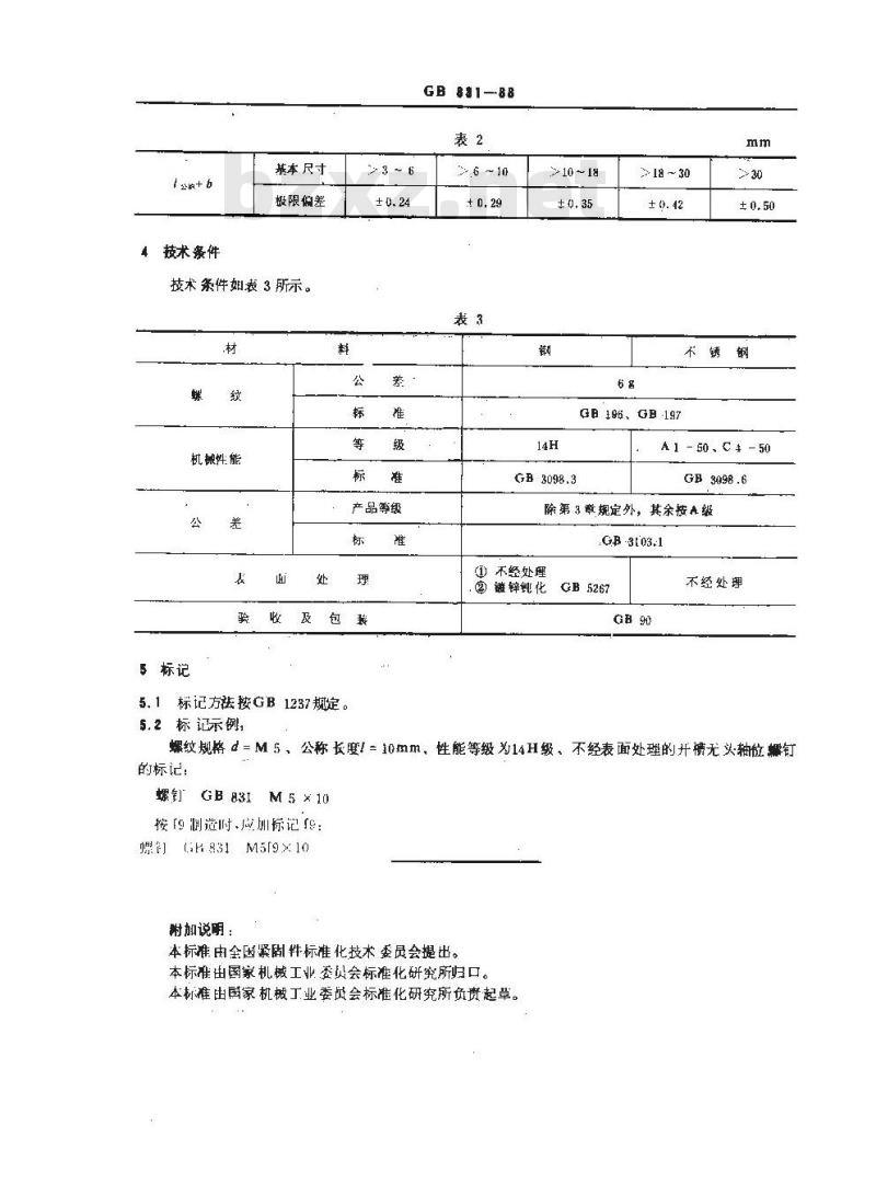 GB/T 831-1988 开槽无头轴位螺钉