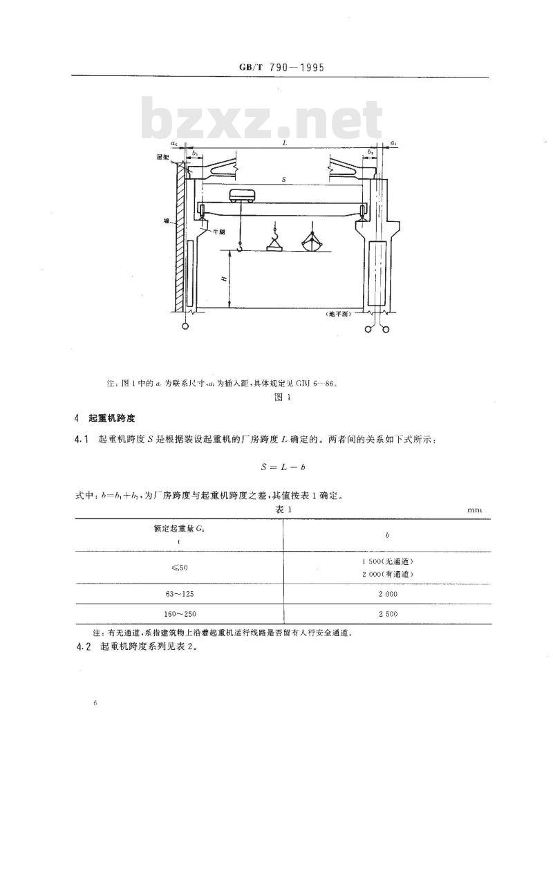 GB/T 790-1995 电动桥式起重机跨度和起升高度系列