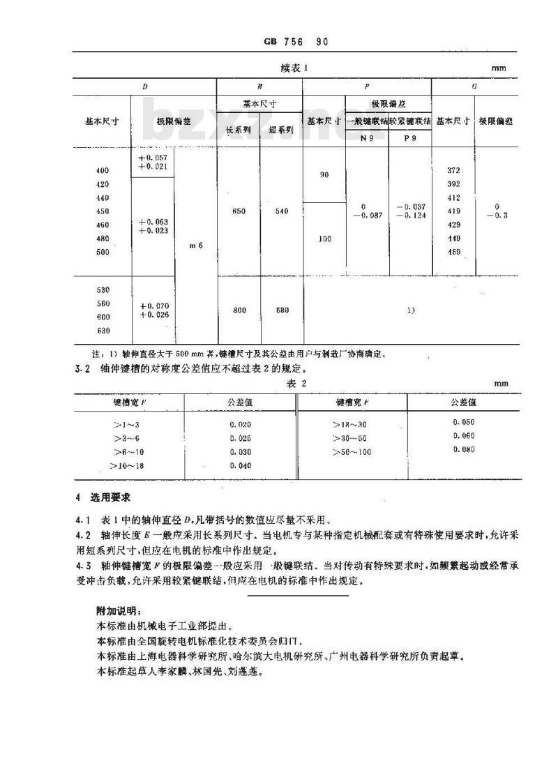 GB 756-1990 旋转电机 圆柱形轴伸