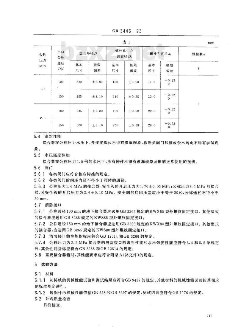 GB 3446-1993 消防水泵接合器