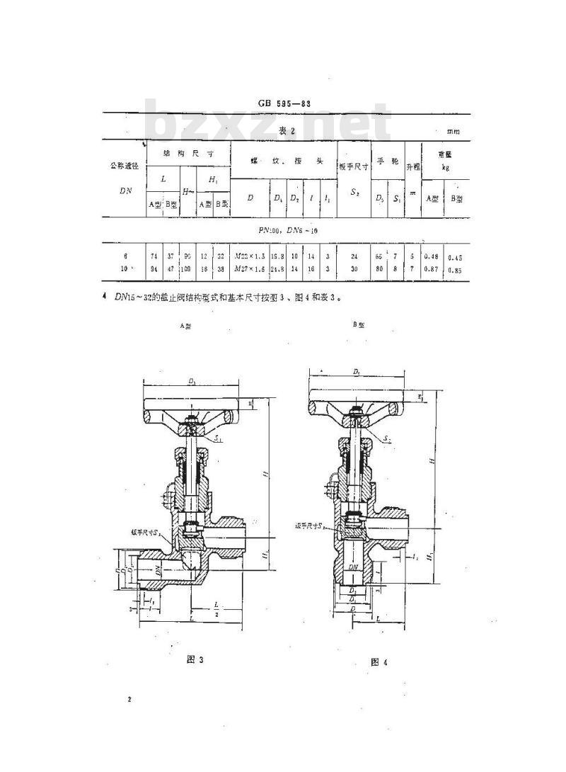 GB 595-1983 船用外螺纹青铜截止阀