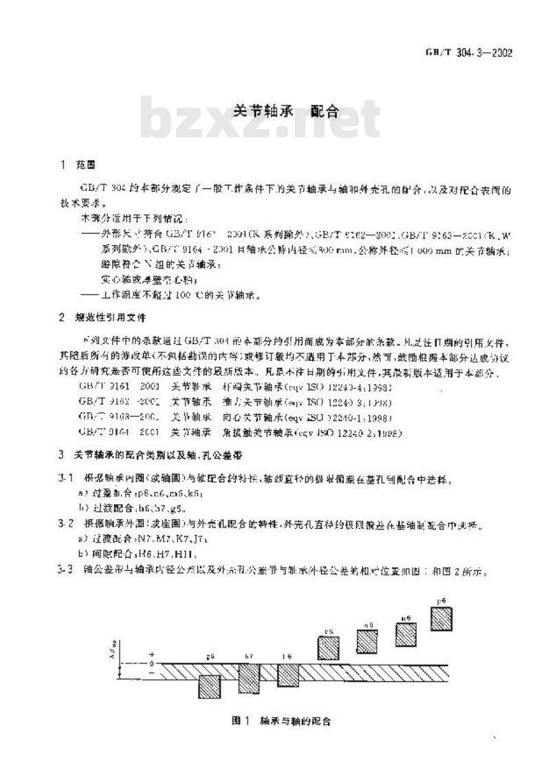 GB/T 304.3-2002 关节轴承 配合