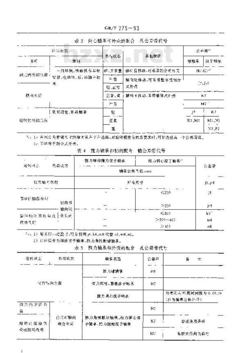 GB/T 275-1993 滚动轴承与轴和外壳的配合