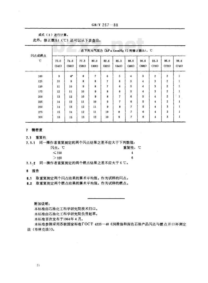 GB/T 267-1988 石油产品闪点与燃点测定法 (开口杯法)