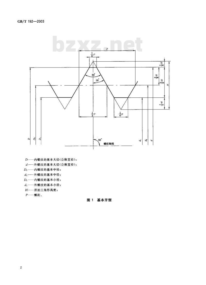 GB/T 192-2003 普通螺纹 基本牙型