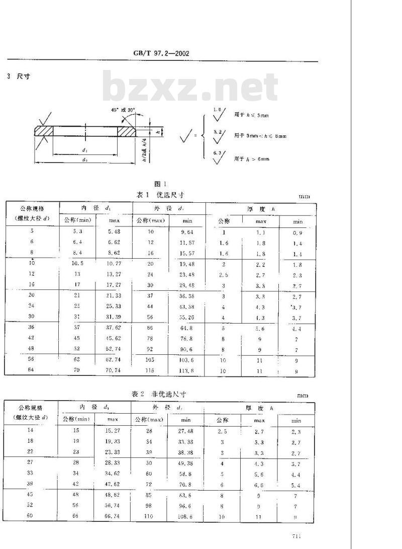 GB/T 97.2-2002 平垫圈 倒角型 A级