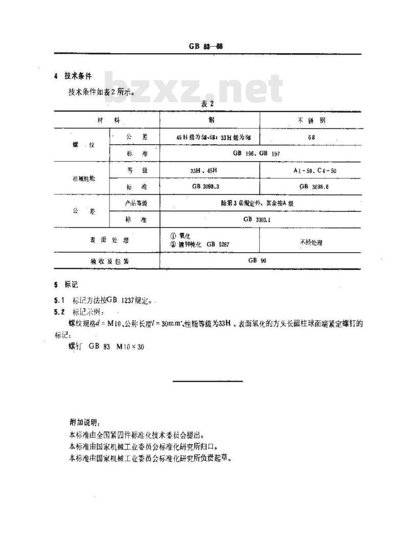 GB/T 83-1988 方头长圆柱球面端紧定螺钉