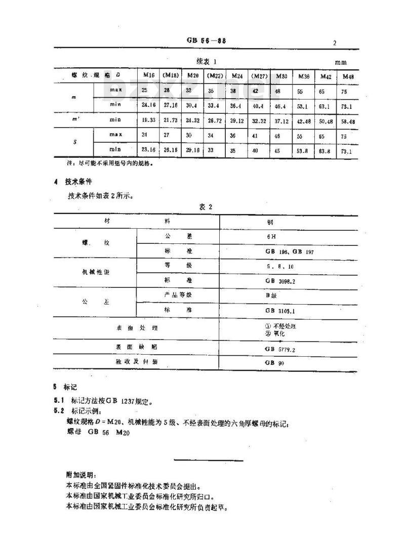 GB/T 56-1988 六角厚螺母