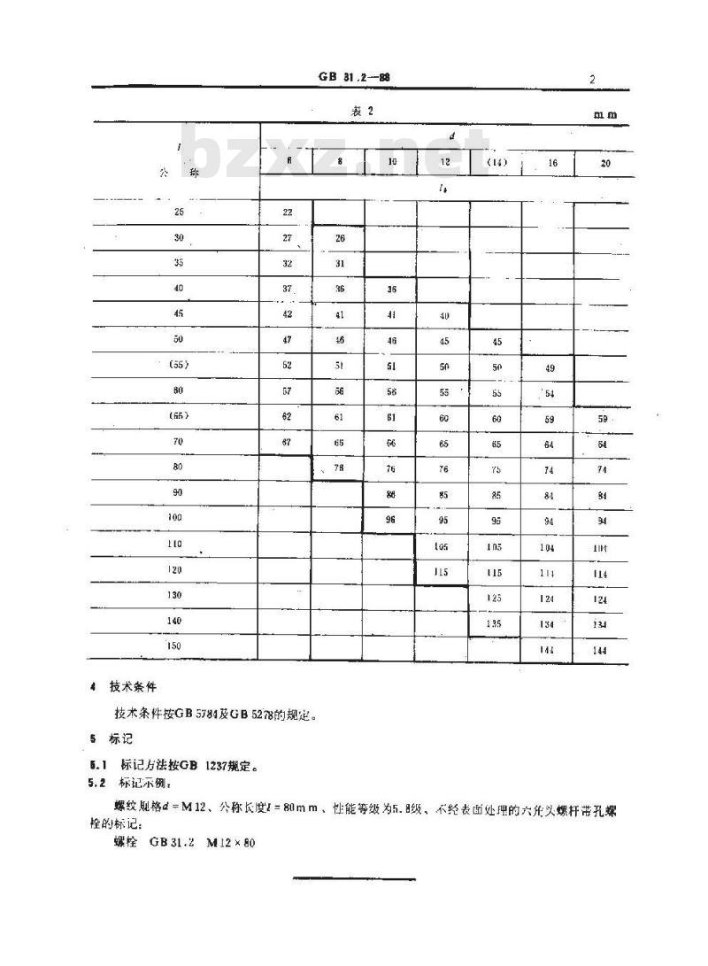 GB/T 31.2-1988 六角头螺植带孔螺栓 细杆 B级
