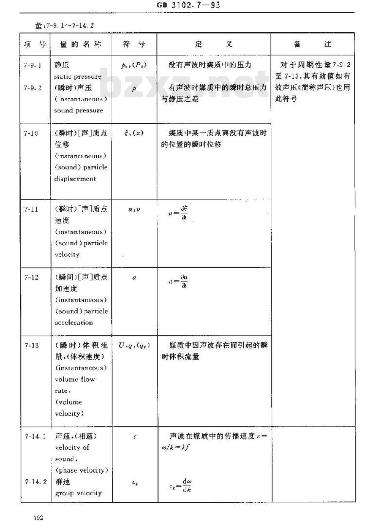 GB 3102.7-1993 声学的量和单位