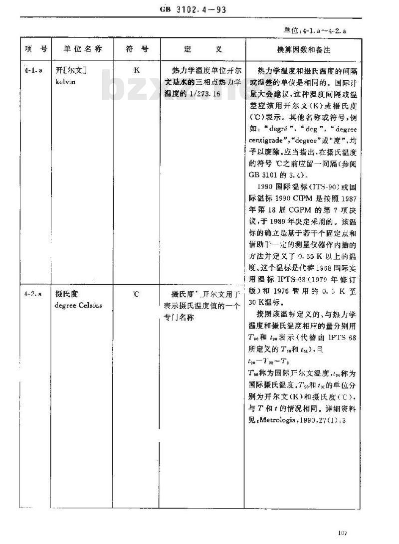 GB 3102.4-1993 热学的量和单位