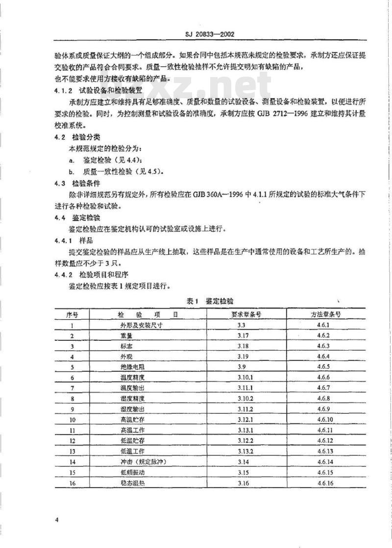 SJ 20833-2002 WSS-001型温湿度变送器规范