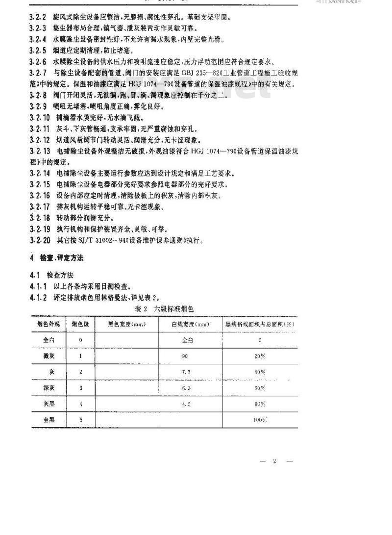 SJ/T 31464-1994 锅炉除尘设备完好要求和检查评定方法